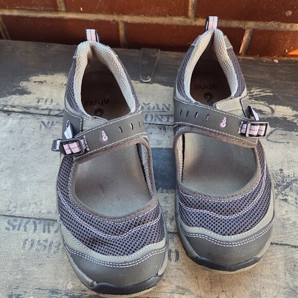 Ahnu Mary Jane Sandals Womens Sz 7.5 Slip on Gray  Pink/Purple Gorpcore Outdoor - Picture 12 of 14